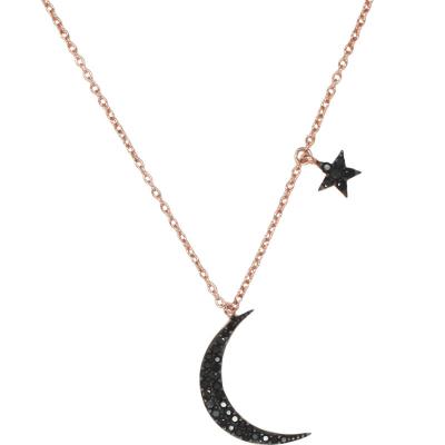 China FASHIONABLE Korean Selling Simple Rose Gold Star Moon Gold Plated Stainless Steel Lady Necklace Clavicle Chain for sale