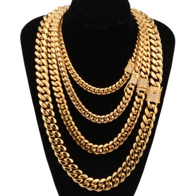 China Lead Free 18k Gold Nickel Plated 6mm Hop Mens Hops Cuban Chain Necklace Iced Out Diamond Buckle Thick Miami Cuban Link Chain for sale