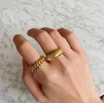 China Fashion Trendy Style Chain Ring 18K Gold Plated 316L Stainless Steel CIA Lady Ring for sale