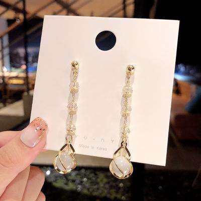 China 2022 FASHIONABLE Opal Long Earrings Popular Temperament High Quality Gift To Girlfriend For Women Jewelry for sale