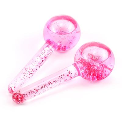 China Wrinkle Remover Free Sample Wholesale Beauty Pink Glitter Roller Massager Magic Cooling Globes Set For Facial Massages for sale