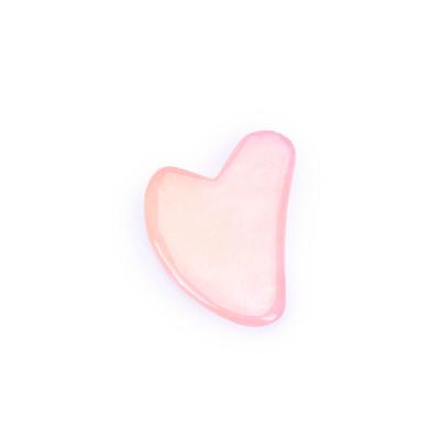 China Custom Logo Pink Rose Quartz Gua Sha Bian Stone Natural Mined Smooth Surface Face Guasha Heart Shaped Tip for sale