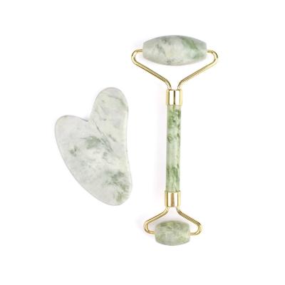 China Natural Tool Jade Face Massager Rollers and Gua Sha Set to Stimulate Collagen Production for sale