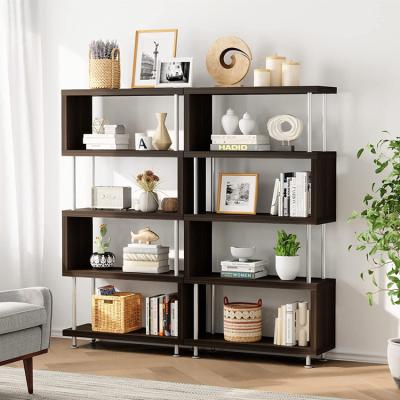 China Home Modern Open Book Shelves Storage OEM Industrial Metal and Wood Bookcase for sale