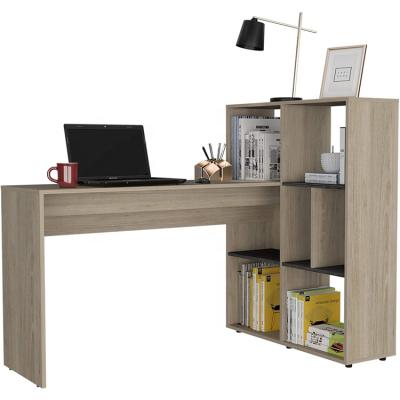 China Wholesale Customization Workstation Corner Computer Home Desk And 7 Shelves Bookcase For Office Furniture for sale