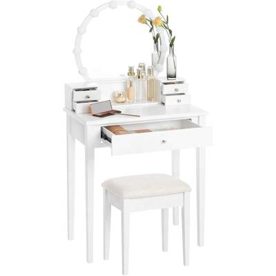 China Customization Modern White Dressing Table Designs For Bedroom Makeup Vanity Mirror With Lights for sale