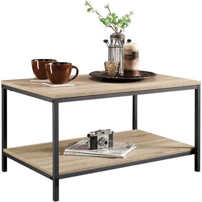 China Modern Industrial Cheap Price Luxury Wooden Coffee Table With Metal Steel Legs for sale