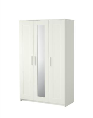 China Customized Modern Customized Glass Closet Organizer 3 Door Wardrobes With Solid Wood Handles For Bedroom for sale