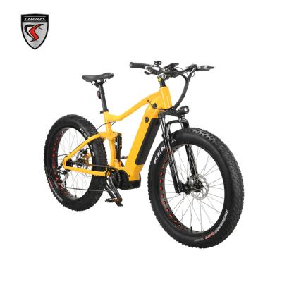 China Wholesale bafang 26 inch full motor suspension mid drive electric bicycle aluminum alloy mountain e-bike for adults for sale