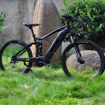 China Aluminum Alloy 27.5 Inch 350w Bafang Mid Drive Suspension E-Bike Full Motor Mountain Electric Bike for sale