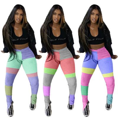 China 2020 New Arrival QUICK DRY Color Contrast High Waist Split Sportswear Women Fashion Pants Women's Pants for sale