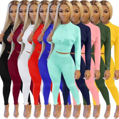 China QUICK DRY Custom Sportswear 2 Piece Set Women Slim Fit Jogger Cropped Sweatshirt Set Jogger Two Piece Sets for sale