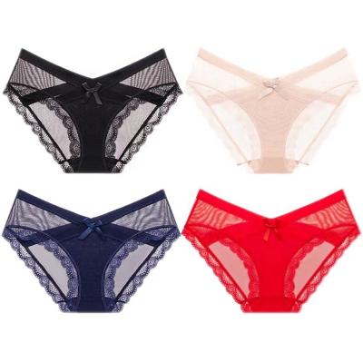 China New Style Antibacterial Ladies Lace Up Lingerie Hippie Briefs Girls Sex Underwear Women's Panties for sale