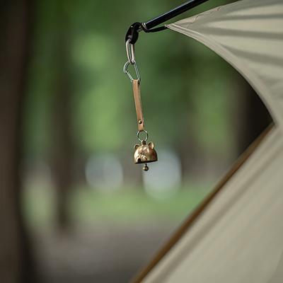 China Outdoor Camping Leather Open Bell Buckle Atmosphere Bell Tent Decoration To Increase Camping 17X4cm for sale