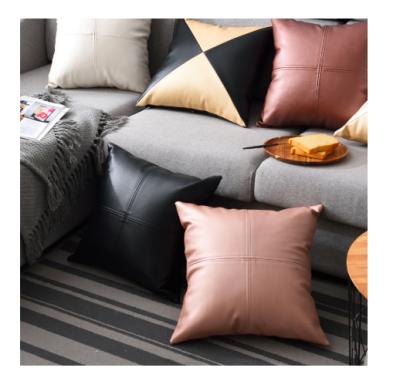 China Waterproof High Quality Leather Cushion Cover Geometrically Spliced ​​Pillowcase For Home Decoration for sale