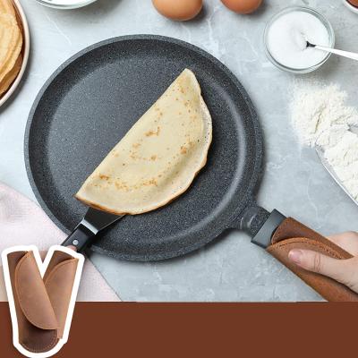 China Heat Resistant Cast Iron Skillet Handle Covers Viable Leather Pan Handle Cover Quality Handle for sale