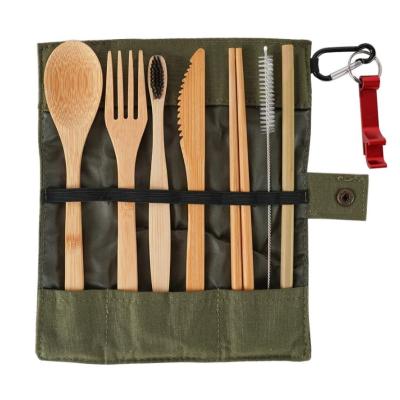 China Reusable Travel Cutlery Bag Canvas Tableware Pouch Cutlery Bag Outdoor Portable Travel Viable Storage Bag for sale