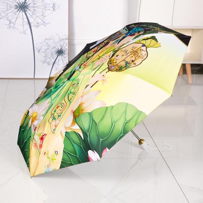 China High Quality Full Color Printed Silver Windproof Coated Customized Photo Digital Printing Fold Umbrella For Girl for sale