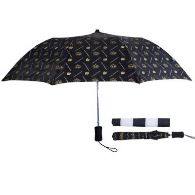 China Custom business 2 23 inch promotion quality black high windproof polyester fabric folding fold automatic open umbrella for outdoor for sale