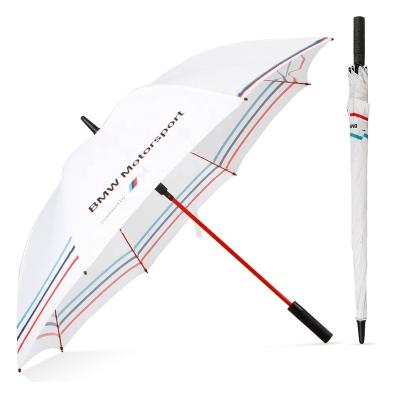 China Wholesale White Automatic Straight Car China Logo Printing Red Fiber Rain Promotional Golf Umbrella Strong Tire Windproof For Gift for sale