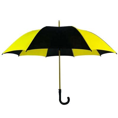 China Promotional Custom Multi Shape Rubber Coated Handle Pongee Fabric J Pongee Fiber Color Low Price Automatic Open Golf Umbrella for sale