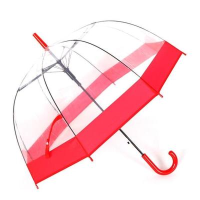 China Promotion Clear Logo Transparent Poe Bubble Dome Rain Rainproof Age Red Clear Plastic Waterproof Cover Custom Auto Open Umbrella for sale