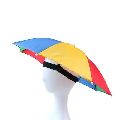 China Recycling Rainy Advertising Fishing Sun Rainbow Strong Windproof Protect Beach Outdoor Hand Shape Umbrella Rain Free Head Hats Small Caps for sale