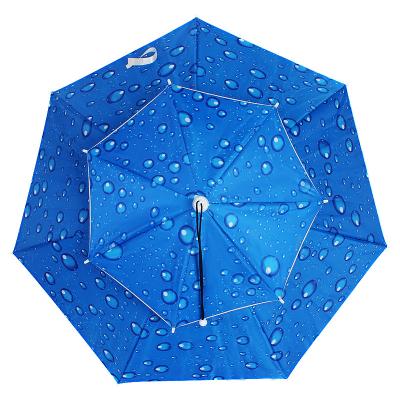 China Custom Logo Garden Worship Head Hat Heap Anti Cloth Double Coating Blue UV Silver Head Hat Strong Windproof Fishing Umbrella For Outdoor for sale