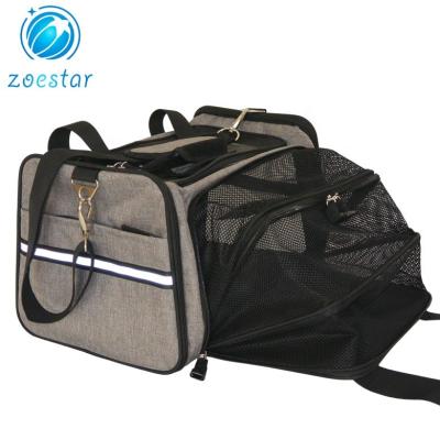 China Durable High End Expandable Pet Carrier Shoulder Tote Bag With Thoughtful Straps Airline Approved for sale