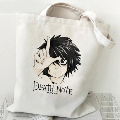 China Handled shopper bag designer anime death note attack on titan genshin impact 42*33cm canvas shoulder bag for shopping souvenir for sale