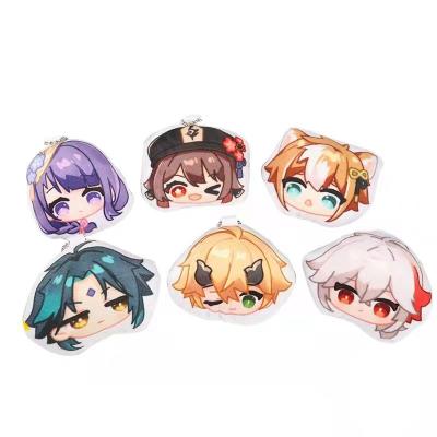 China Genshin Impact Traveler Cosplay Plush Toy Movable Cute Bilateral Toy Cosplay Genshin Game Picosecond Cotton Anime PC Key Chain With Beep for sale