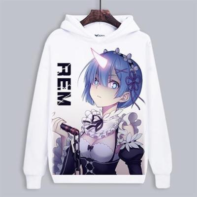 China Anti-wrinkle 24 style about zero clothes Ram Rem Emilia Japan anime figure printed comfortable men's hoodies and sweatshirts for sale