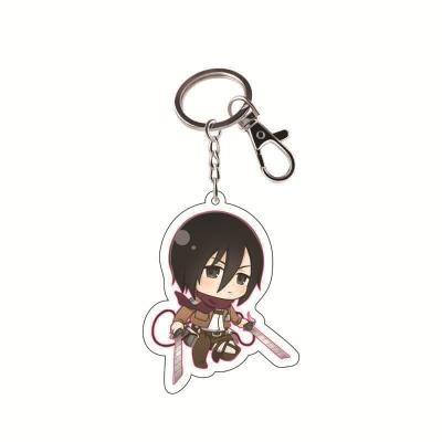 China Promotion Gift/Key Chain Attack On Titan Figure Acrylic 6cm Double Sided Key Chain Students Cute Pendant Bag Decorations for sale