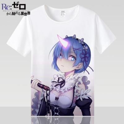 China Anti-wrinkle 24 Styles Re: Ram Rem Emilia Japanese Anime Figure Factory Wholesale White Summer Zero T-shirt for sale