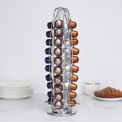 China Stocked Coffee Tower Capsule Holder Coffee Shelf Storage Rack 360 Degree Rotating Coffee Pod Holder for sale