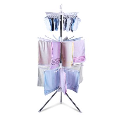 China Plastic Stainless Steel Floor Folding Towel Rack Hanger Balcony + Clothes Rack Clothes Rack for sale