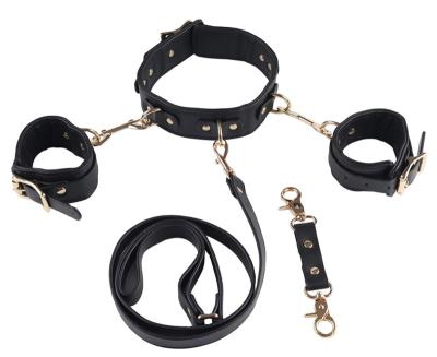 China Bondage Kit For Couples Role Play Hot Selling Black Handcuffs / Neck Restraint Shackles Bondage Set Adult SM Sex Toys Men And Women Bandages BDSM For couples for sale