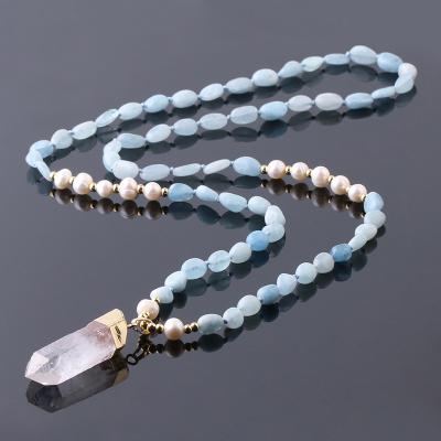 China Vintage Fashion Boho Jewelry Women Gift Natural Stone And Crystal Stone Pendant Necklace Irregular Druzy Drop Pendant Necklace for sale