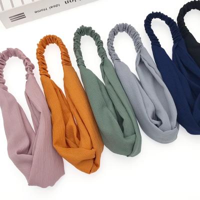 China Headbands for Women Korean Popular Solid Color Solid Color Boho Easy Matching Classic Headbands for Women Custom Cross Knot Headband for sale