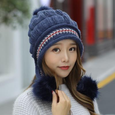 China COMMON Korean style winter warm protection knitted beanie winter fashion velvet and thick women hats for sale