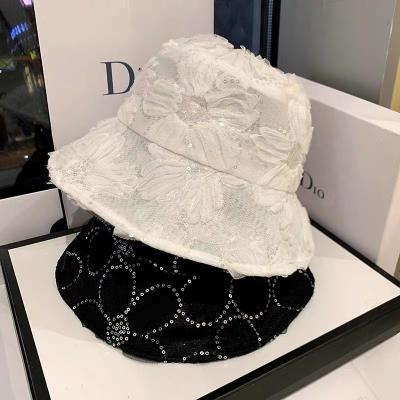 China Comfort Logo Beach Hats Accessories 3D Lace Flower Breathable Bucket Hat Custom Floppy Summer Foldable Sun Comfort For Women for sale