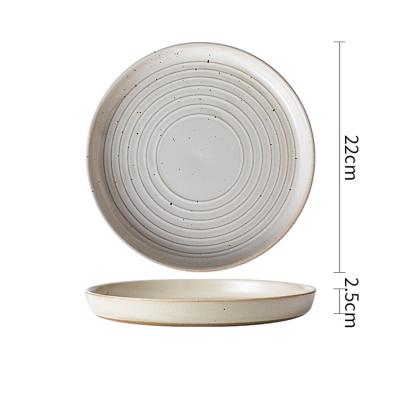 China Sustainable Yellowish Hotel Used Restaurant And Dinner Dishes Hotel Used Stoneware Circle Line Salad Bowl for sale