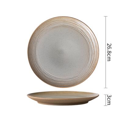 China Retro Sustainable Dinnerware Stoneware Threaded Hotel Restaurant Dinnerware Dish Product for sale