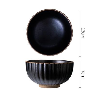 China Factory Direct Sales Stoneware Daisy Black Soup Dough Bowl Viable Ramen Bowl for sale