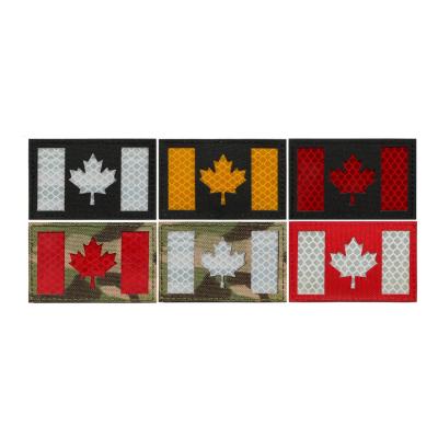 China Durable High Quality IR Reflective Hook And Loop Flag Patches Canada Night Recognition Badges for sale