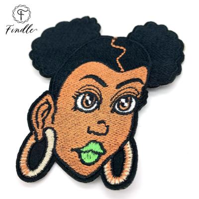 China China Viable Manufacturer Custom Black Girl Patch Afro Woman Embroidery Patches African Embroidery Patch for sale