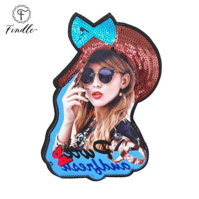 China 2020 Beautiful Big Pop Girl Pop Girl Cotton Sustainable Cotton Printed Patch for sale