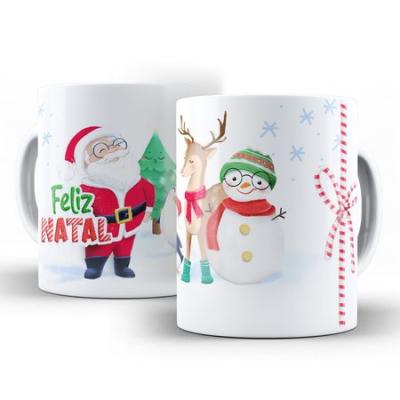 China Wholesale Custom Viable Custom Snowman Decorated Deer Deer Shaped Christmas Ceramic Coffee Mug Merry Santa Holiday Tree Gift for sale