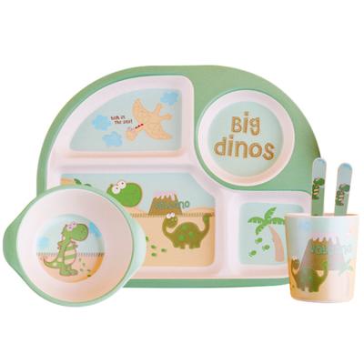 China Eco Friendly Sustainable Kids Bamboo Tableware Reusable Fiber Feeding Dish Set Kids Dinner Set for sale