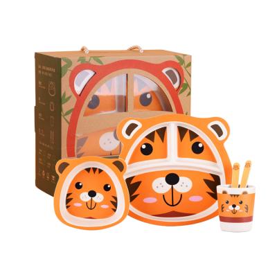 China 5pcs viable cute animal shape kids_bamboo_dinnerware, modern bamboo dinnerware, dish sets bamboo dinnerware for sale